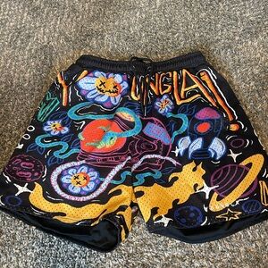 YoungLA Graphic Mesh Shorts - Black Multicolor Space Print